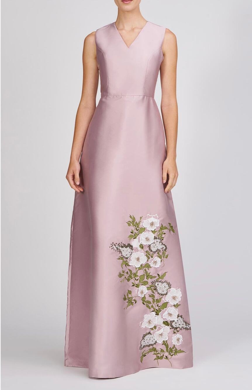 NEW Kay Unger Aurelia Wood Rose Floral Taffeta Gown - Size 4